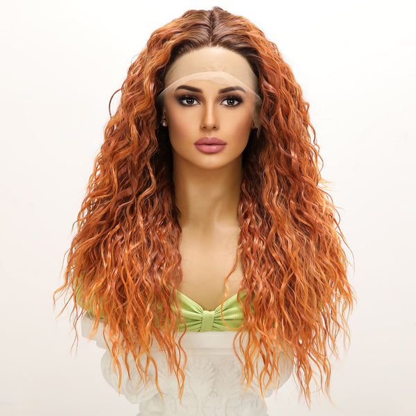24-inch |Ombre Ginger Curly Hair T part  Lace Front Wigs | SM9219