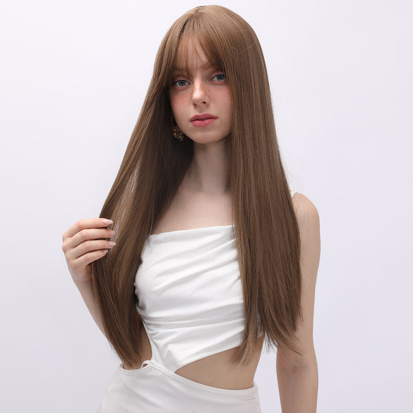 26-inch | Flaxen Brown| Sraight Hair  with hair bangs| SM7826