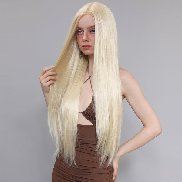 32-inch | Lace Front Wigs 613 Blonde Straight Hair T part Lace Front  | SM9885