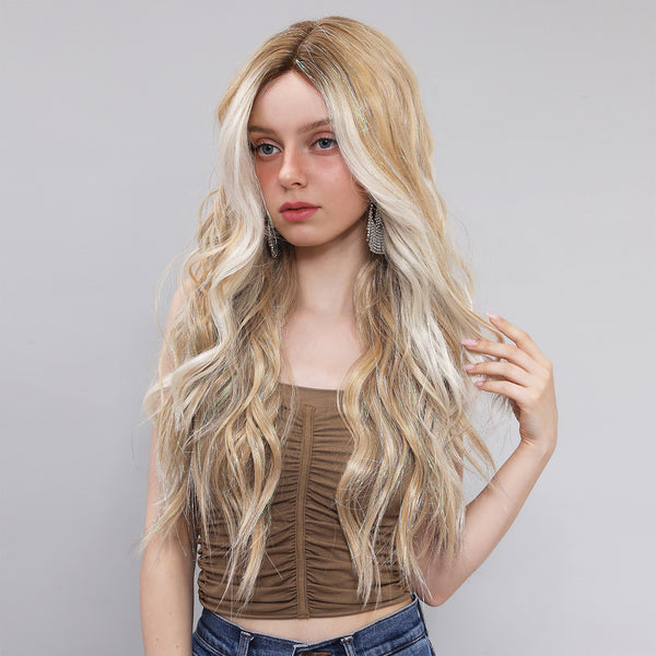 26-inch |Silve Mixed Ombre Blonde Curly hair  Lace Front Wigs | SM9155