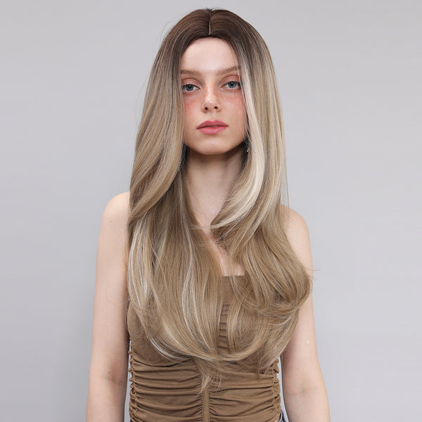 26-inch | Blonde Mixed Ombre Stranght Fashion Hair Without bangs | SM1641