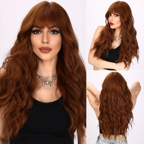 26-inch | Ginger Curly Loose Wave with Bangs | SM5065