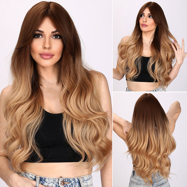 28-inch | Brown-Blonde Ombre | Loose Wave Synthetic Wig  | SM237