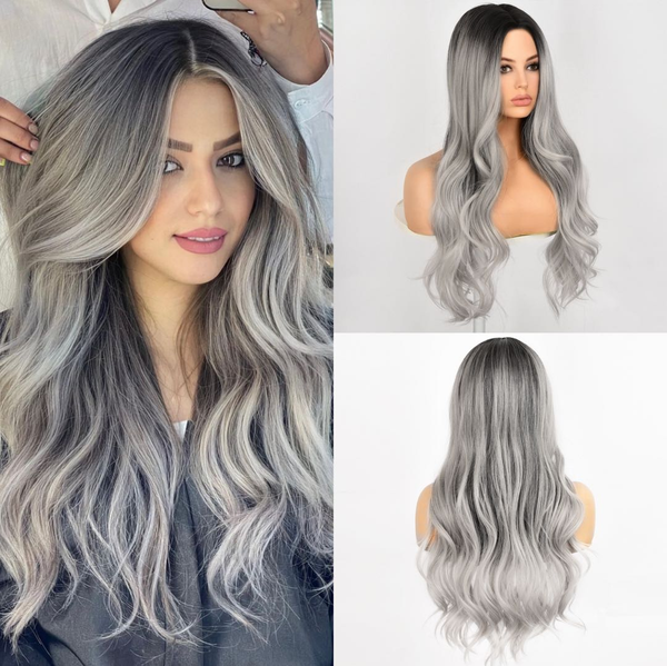 30-inch | Gray Loose Wave without Bangs  | SM1623