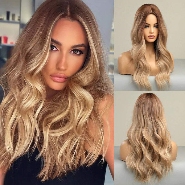 24-inch | Ombre Golden Brown Loose Wave without Bangs | SM8064
