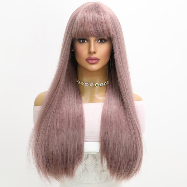 24-inch | pink purple Straight with Bangs | SM8022