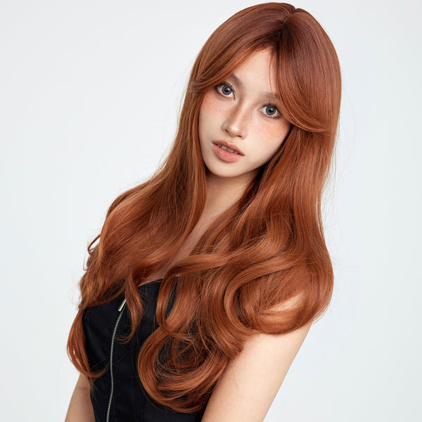 28-inch |Ombre Ginger Wig| Curly Hair with hair bangs |SM7015