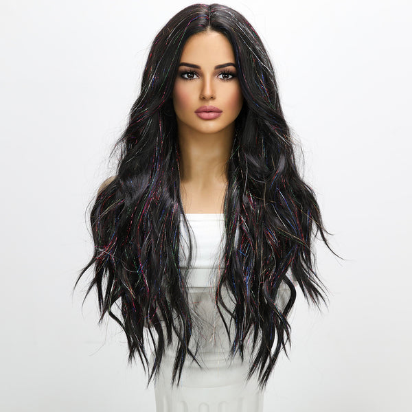 26-inch |Silve Mixed Ombre Black Curly hair  Lace Front Wigs | SM9166