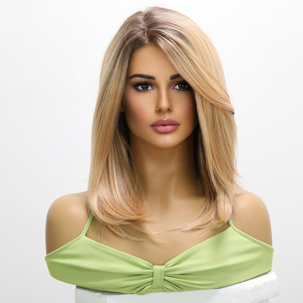14-inch |Ombre Blonde Wave  Short hair T part  Lace Front Wigs | SM9242