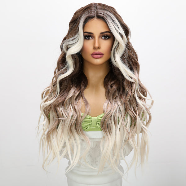 26-inch |  Ombre Brown Blonde  Highlight Bodyway hair  Lace Front Wigs | SM9041