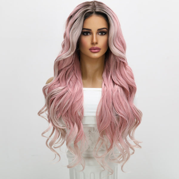 28-inch | Pink Ombre Body Wave hair  Lace Front Wigs | SM9108