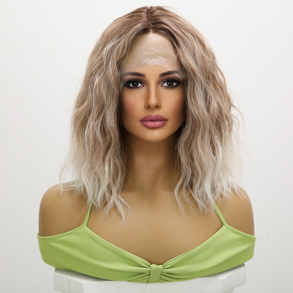 14-inch |Ombre Blonde Curly  hair T part  Lace Front Wigs | SM9165