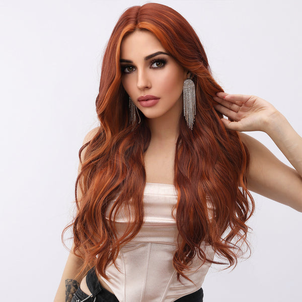 26-inch |  Ginger Mixed Highlight Bodyway hair  Lace Front Wigs | SM9030