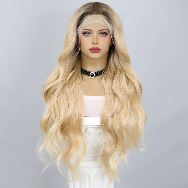 Smilco Golden Luxe 13x4 Lace Front Wig – Cascading Waves, 30 Inch/SM9716