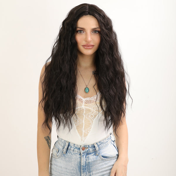 26-inch | Black  Curly hair  small T part  Lace Front Wigs | SM9159