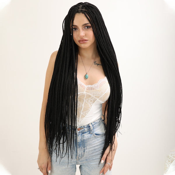 32-inch | Black Lace  braiding wig  13*6 Lace Front Wig| SM9333