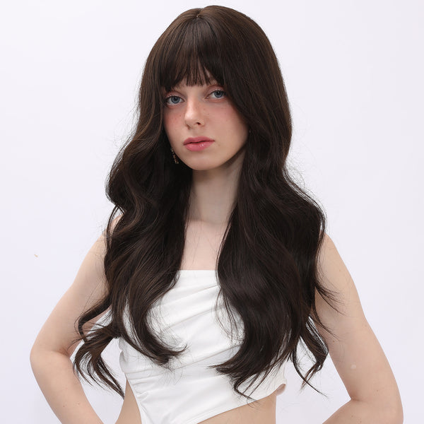 24-inch | Brown Loose Wave with Bangs | SM226-2