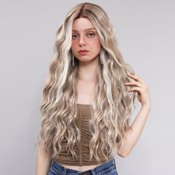 26-inch | Ombre Mixed Blonde Curly hair Hightlight Lace Front Wigs | SM9669