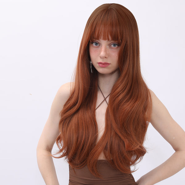 28-inch |Ombre Ginger Wig| Curly Hair with hair bangs |SM7016