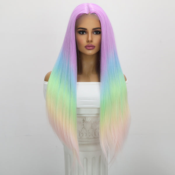 26-inch | Rainbow Straight hair  Lace Front Wigs | SM9089