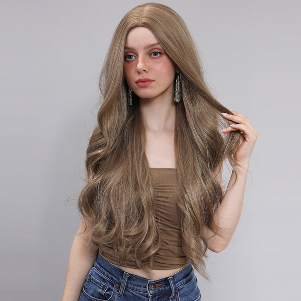 28 Inches Light Brown|Middle Part,Curly,Long Hair|SM7401