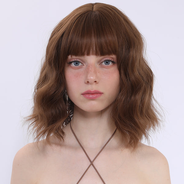 12-inch |Brown Curly Bob with bangs | SM7809