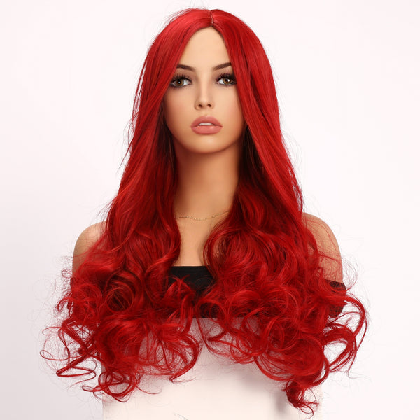 | Aquaman Mera Cosplay Wig | Hot Red Cosplay Wig for Women | 24inch Long Wavy Curly |