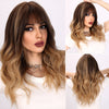 22-inch | Ombre Brown Yellow Loose Wave with Bangs | SM6090