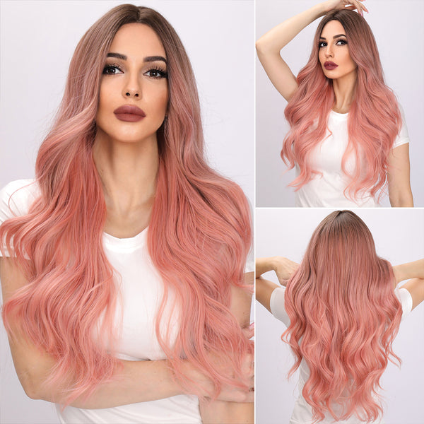 28-inch | Ombre Pink Loose Wave without Bangs  | SM313