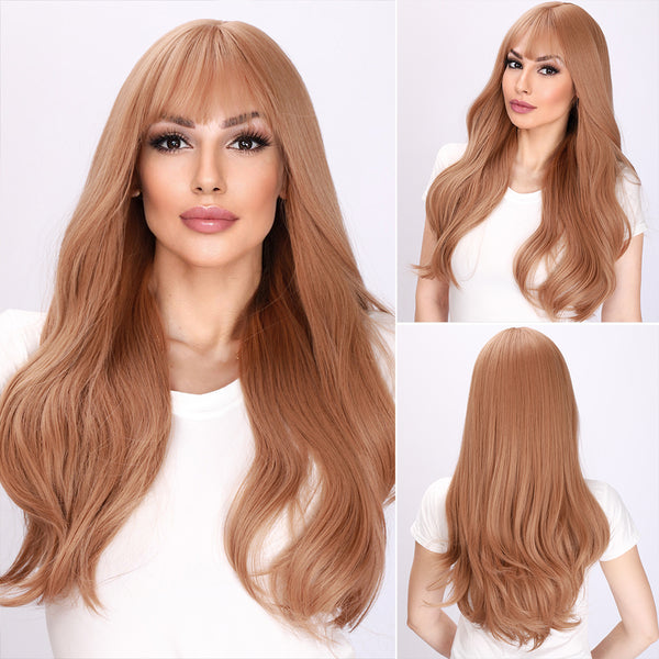26-inch | Earthy Orange Loose Wave with Bangs | SM8010