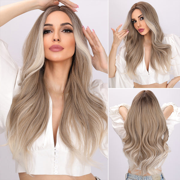 26-inch | Ombre White Gold Loose Wave without Bangs | SM5118