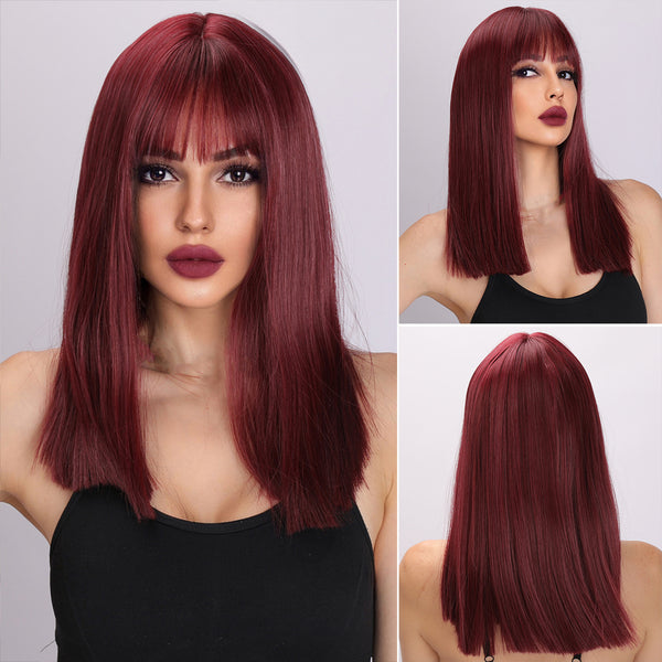 20-inch | Red Straight with Bangs | SM477