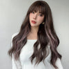 22-inch | Pink Brown  | Curly Hair  with hair bangs | SM7280