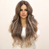 28-inch | Omber Brown | Daily Style |Synthetic Lace Front | T-Part 13*5*1 Lace Front | Curly Hair without Bangs | SM9022
