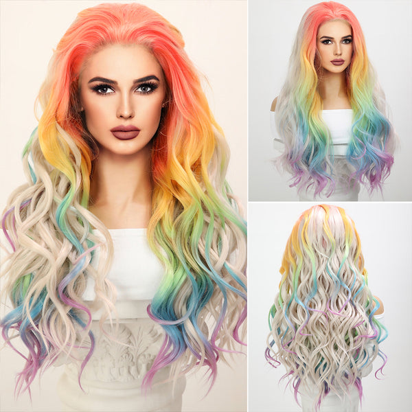 26-inch |Rainbow Ombre Curly hair  Lace Front Wigs | SM9088