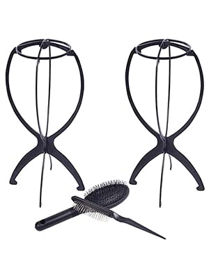 2 Pack Portable Collapsible Wig Dryer Holder for Wigs Display (Black)