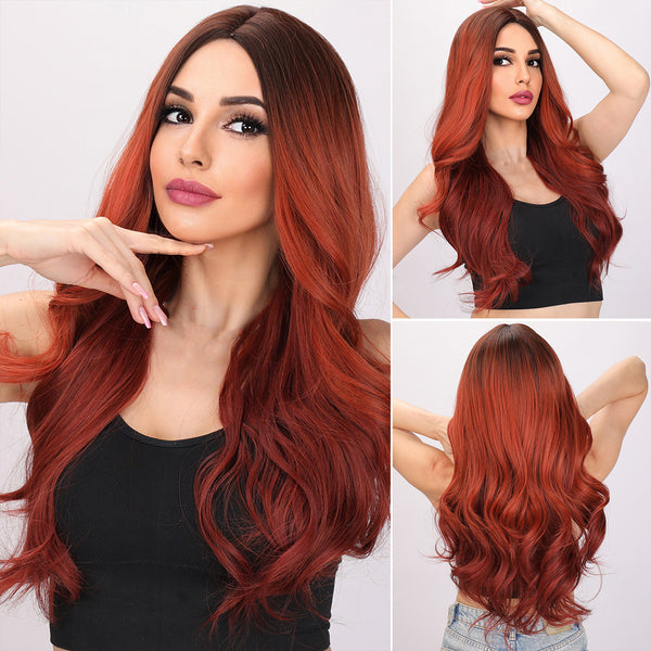28-inch | Ombre Red Loose Wave without Bangs | SM5221