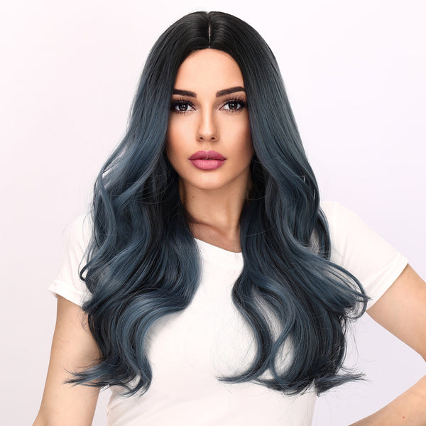28-inch | Blue Loose Wave without Bangs | SM6968