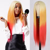 Sonita Front Lace Wig Long Hair Straight Hair Tricolor Gradient Synthetic Wig Head Cover