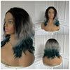 Anita lace front Ombre Wigs Long Curly Wigs for Women (Black/White/Green)