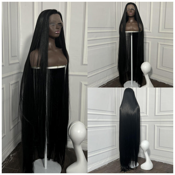 Nicki Minaj SM9999 170cm  Lace Front Wigs Super Long Straight Black Wig For Women Middle Part Synthetic Wig For Daily Party Use