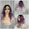 Hilary  Long Curly Wavy Ombre Purple Wigs for Women Synthetic Daily Party Halloween Cosplay Wig