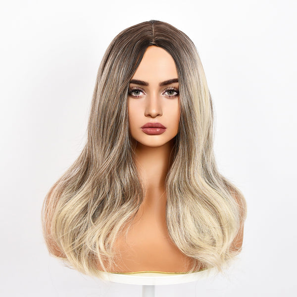 22-inch | Gold Loose Wave highlite  with Hair Bangs | SM8054