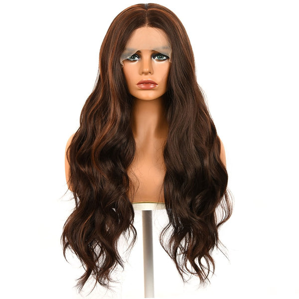 28 Inches | Brown | Daily Style | Curly  Hair  without Bangs| Synthetic Lace Front |SML717