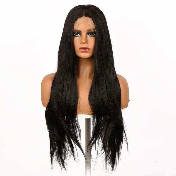 28 Inches | Black | Daily Style | Straight  Hair without Bangs | Synthetic Lace Front | SML728