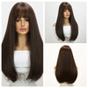 20-inch | Cool Brown | Straight Hair with hair bangs | SM7542